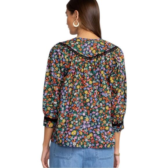 Johnny Was Jade NWT Dark Floral Puff Balloon Sleeve RISA POPLIN BLOUSE XL‎ - Picture 4 of 10